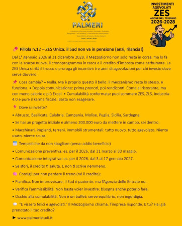 ZES Unica, proroga al 2028