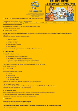 VOLONTARIATO, NUOVE REGOLE E VANTAGGI