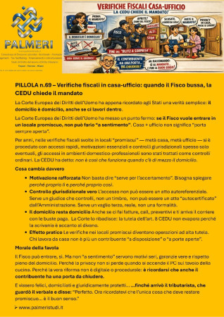 VERIFICHE FISCALI QUANDO CASA ED UFFICIO COINCIDONO