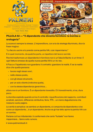 DIPENDENTE TRASFORMATO IN FORNITORE