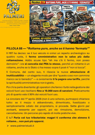 SI PUO' CANCELLARE IL VEICOLO DAL PRA ANCHE CON IL FERMO AMMINISTRATIVO