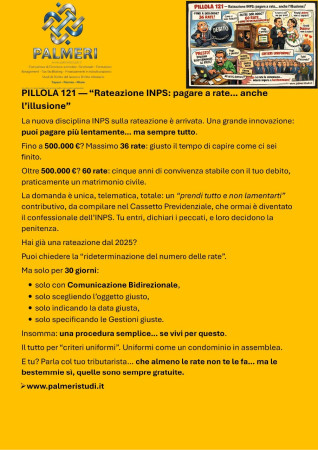 NUOVE MODALITA' RATEAZIONE INPS