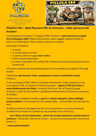 SCISSIONE DEI PAGAMENTI PROROGA AL 2029
