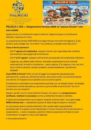 SOSPENSIONE FERIALE 2026