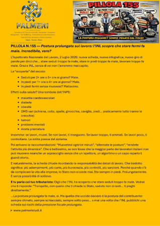 NUOVE REGOLE INL SU POSTURA NEI LUOGHI DI LAVORO